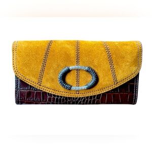 Brighton Savannah Suede and Brown Leather Wallet